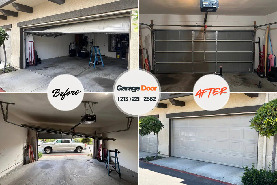 Before and after: garage door repair South Rockwood, MI
